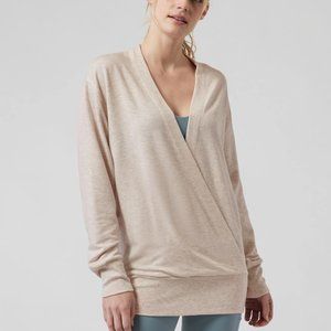 Athleta Purana V-Neck Wrap Sweatshirt - Toasted Brown - Size Small